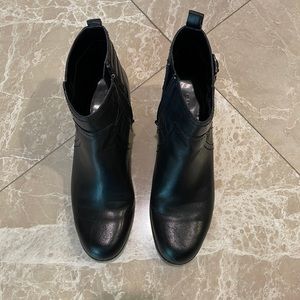 Black leather short boots